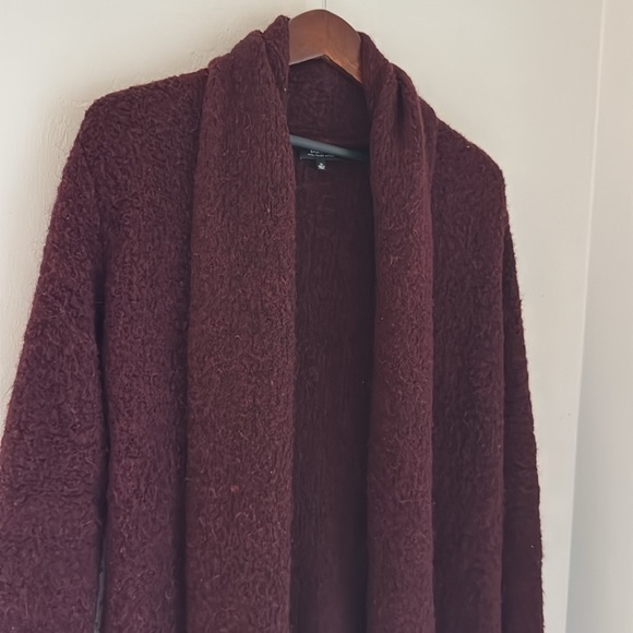 Aritzia Babaton Beekman Alpaca Boucle Cardigan Sweater XS Open Front Cranberry - Picture 4 of 11